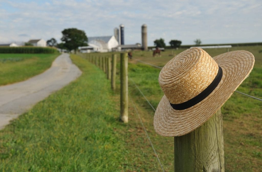 Amish hat on a post

