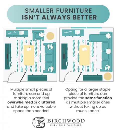 illustration showing that smaller furniture isn't always better. 