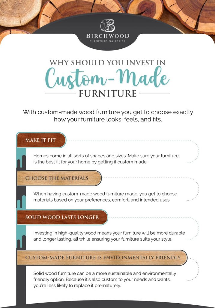 An infographic to list down all the reasons why one should invest in custom-made furniture.